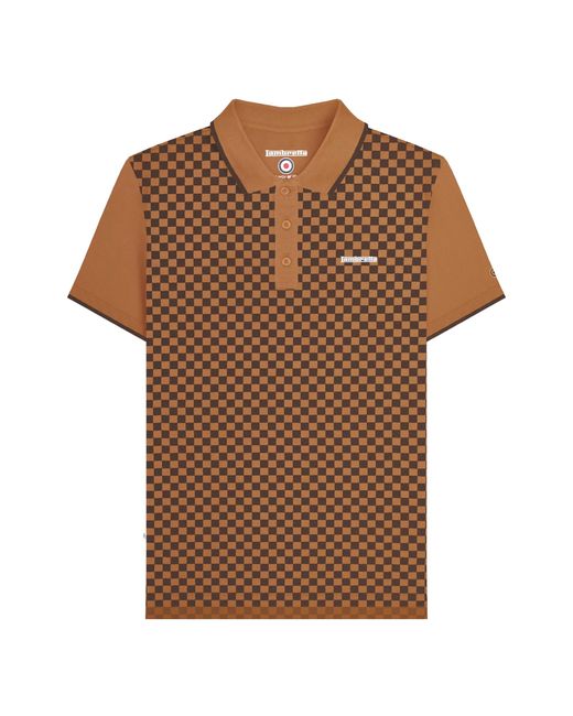 Lambretta Brown Two Tone All-Over Print Polo Shirt (Tobacco) for men