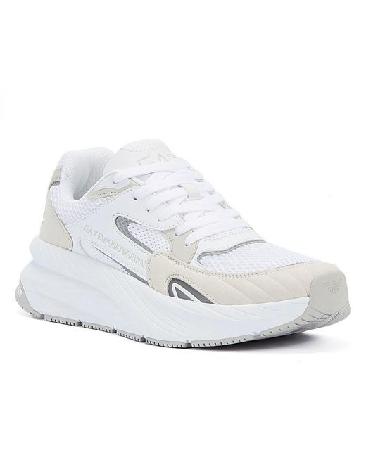 EA7 White Crusher Sonic Mix Trainers Suede