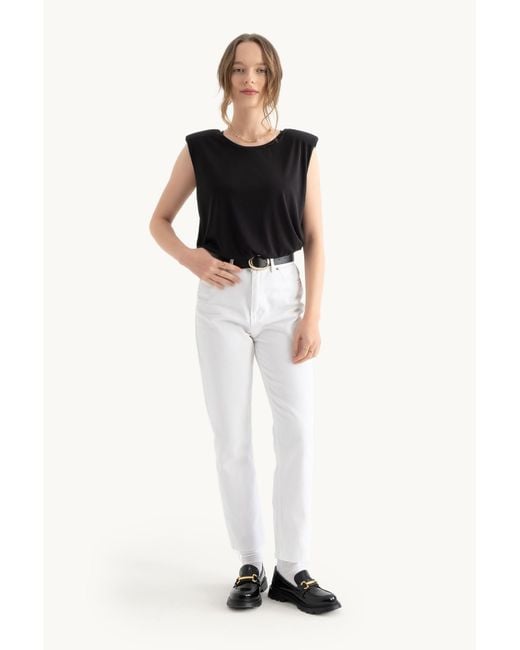 Hiccup Black Round Neck Raw Edge Sleeveless Tank Top