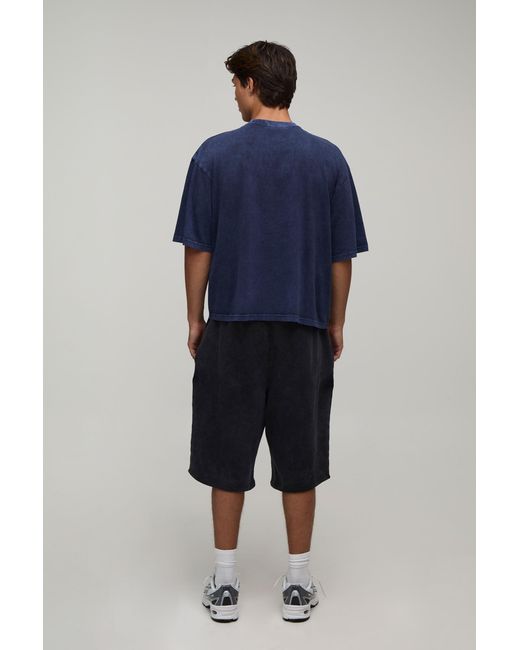 BoohooMAN Blue Essential Washed Oversized Boxy Front Pocket T-Shirt for men
