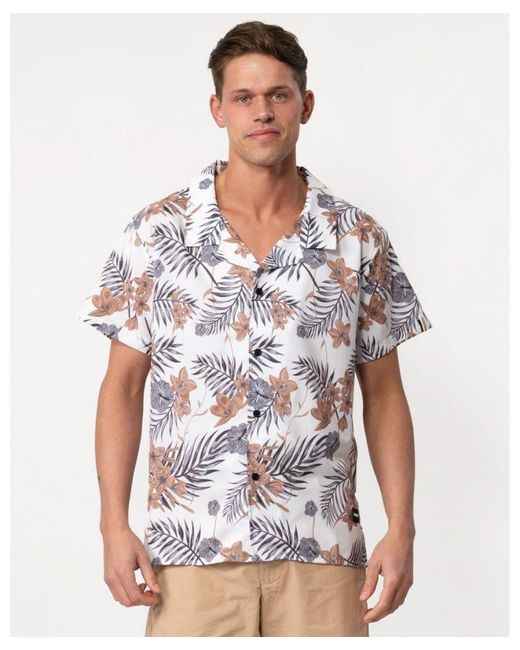 Boss White Boss Short Sleeve Tropical Print Beach Shirt for men