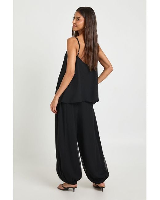 Boohoo Black Chiffon Balloon Trouser