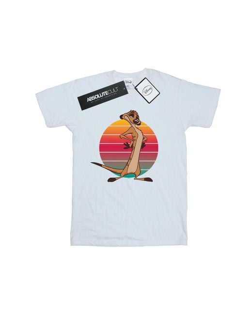 Disney White The Lion King Timon Sunset T-Shirt Cotton for men