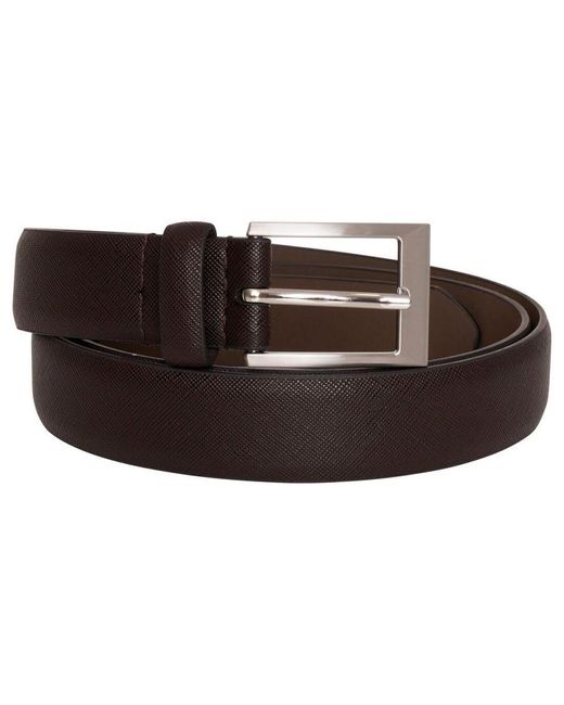 Barney's Originals Brown Faux Leather Belt Imitation Leather for men