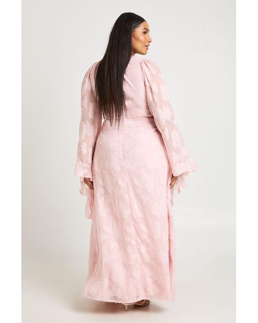 Boohoo Pink Plus Textured Split Cut Out Maxi Dress