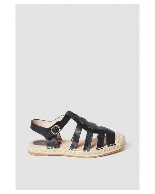 Oasis Black Eloise T Bar Espadrille Flat Shoe