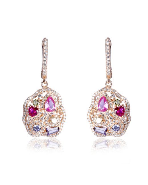 Orphelia Pink 'Marosetti' 925 Sterling Drop Earrings