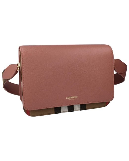 Burberry Pink Mackford Note Bag Dark Rosewood