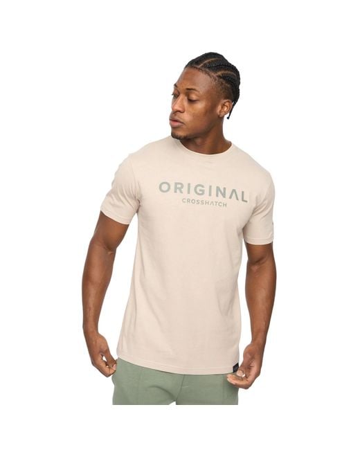 Crosshatch Natural Bardon Cotton T-Shirt (Light Stone) for men