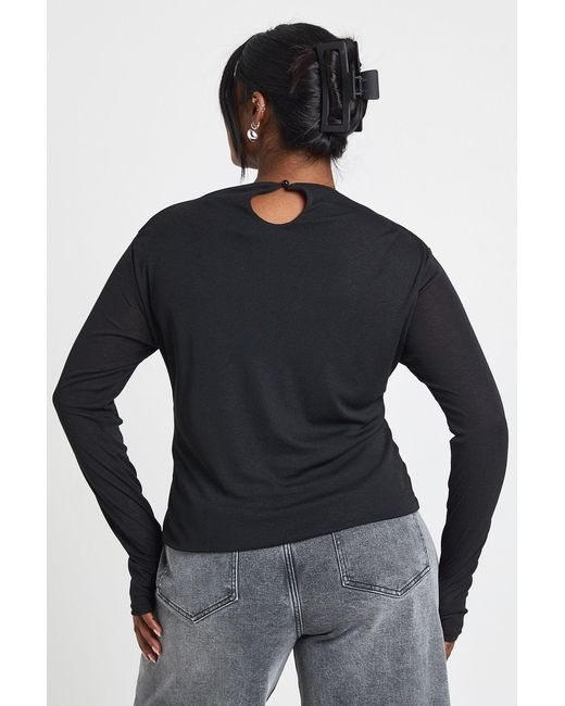 Boohoo Blue Plus Slash Neck Long Sleeve Top