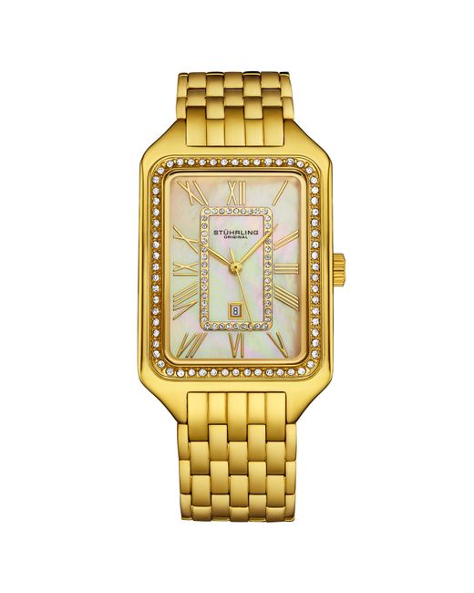 Stuhrling Metallic Lustra 4061 Rectangle Quartz Fashion Watch With Crystals 32Mm
