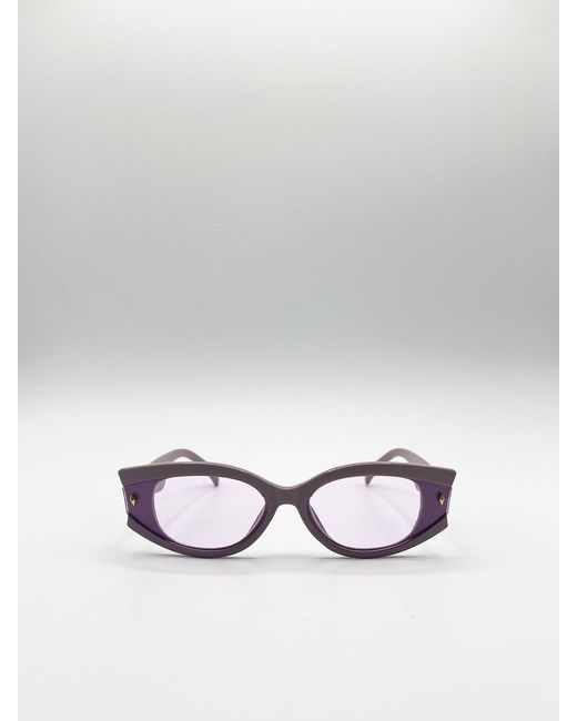 SVNX White Oval Rectangular Vintage Sunglasses
