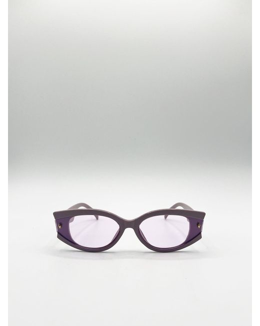 SVNX White Oval Rectangular Vintage Sunglasses