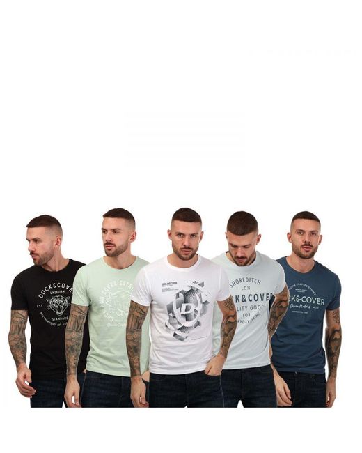 Duck and Cover Blue Ventwell 5 Pack T-Shirts for men