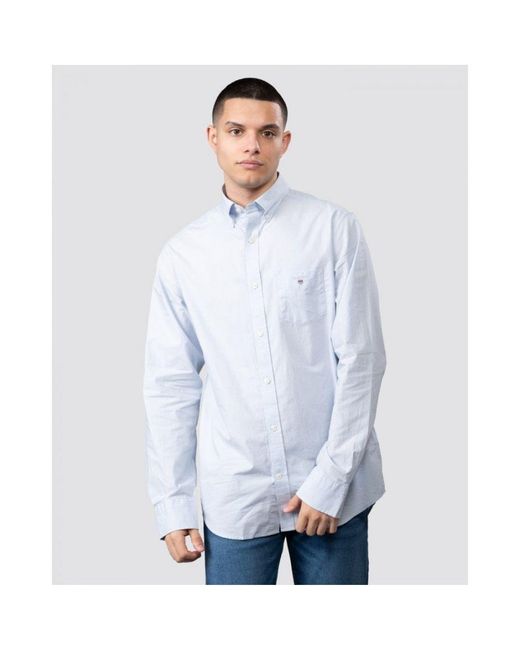 Gant Men's Regular Fit Broadcloth Shirt In Blue voor heren