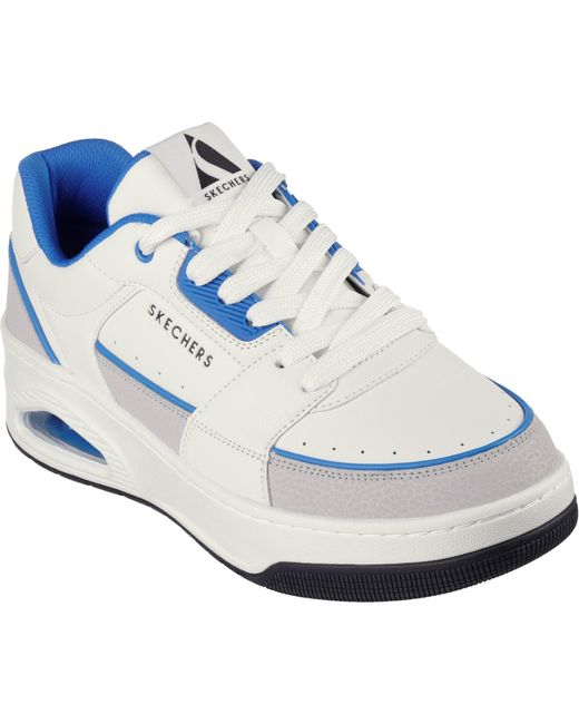 Skechers White Uno Court Low-Post 183140-Wbl/ Lace Up Shoe