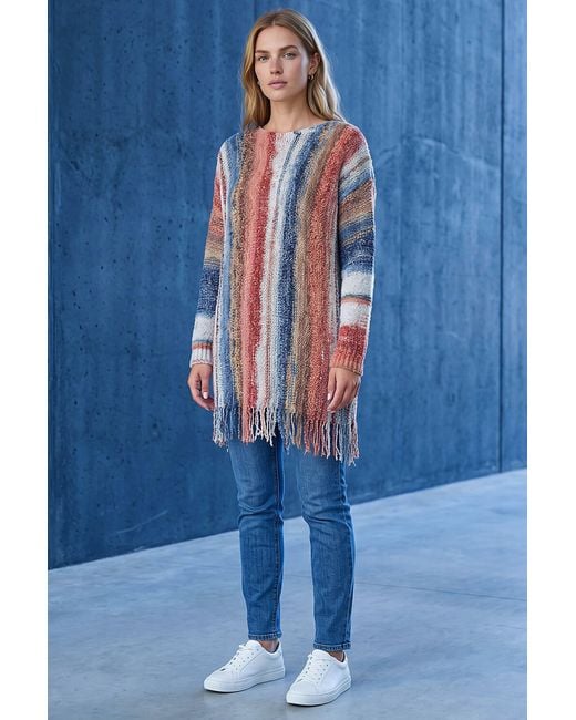 Roman Blue Boucle Fringe Knit Jumper
