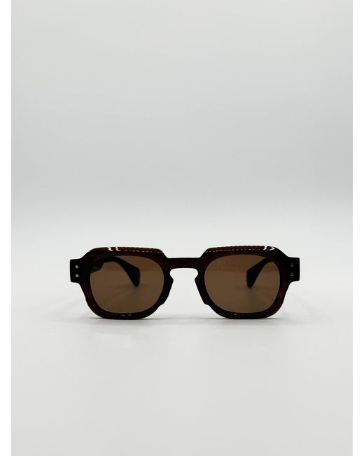 SVNX White Angular Wayfarer Style Sunglasses for men