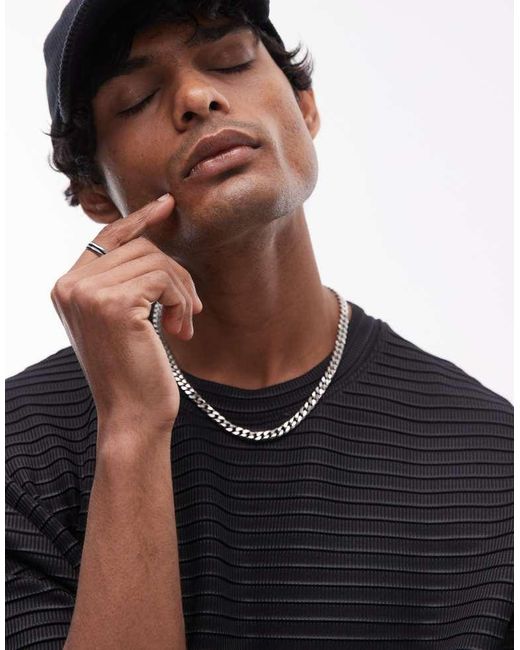 Topman Black Relaxed Fit Smart Rib T-Shirt for men