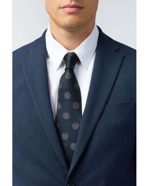 Alexandre Silver Label Blue Hexagon Medallion Tie for men