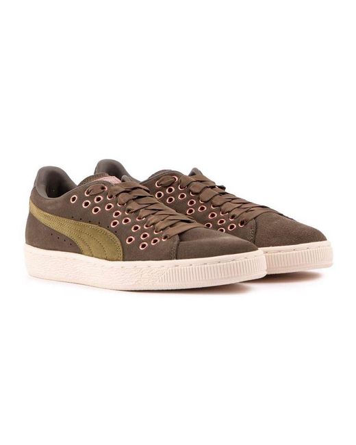Puma brown outlet suede trainers