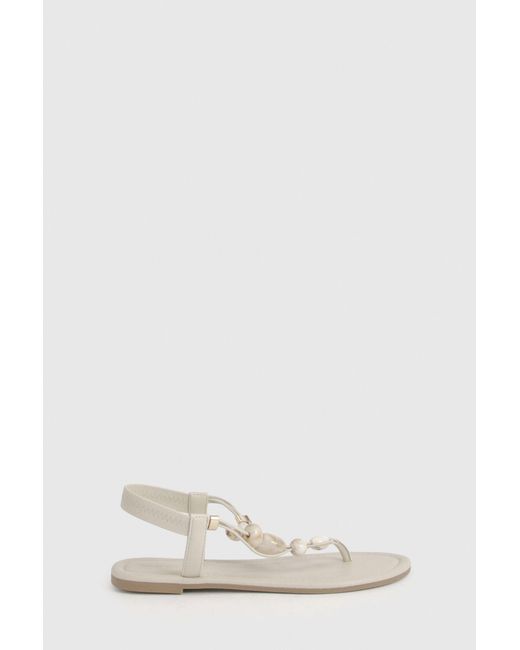 Boohoo White Beaded Toe Post Sandals