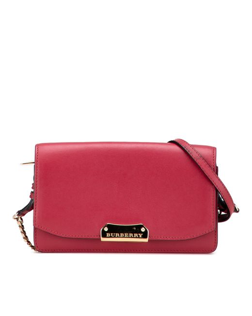 Burberry Red Pre-Owned Leather Madison Wallet On Chain