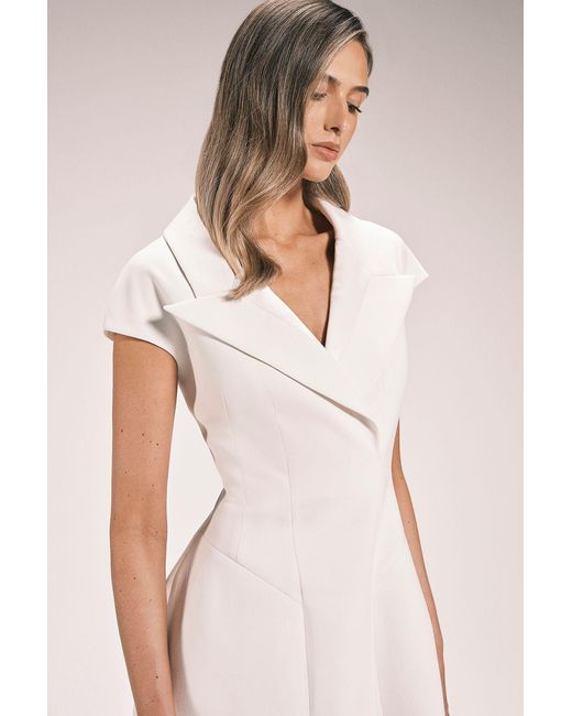 Karen Millen Natural Compact Stretch Seam Detail Tailored Mini Dress