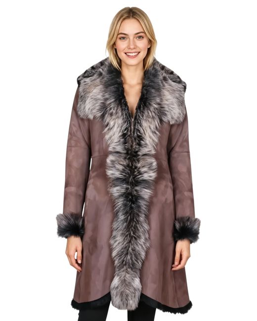Infinity Leather Brown Toscana Sheep Suede Trench Coat- Celeste Sheepskin