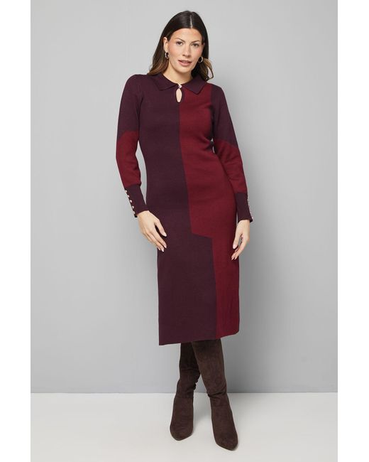 Wallis Collared Geo Knitted Dress