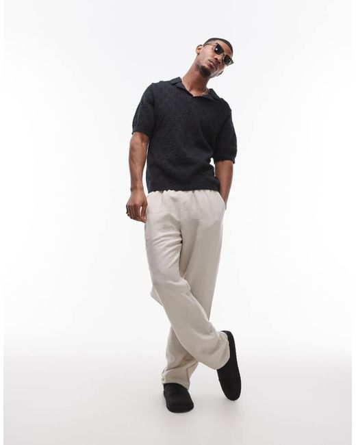 Topman Blue Crochet Pattern Polo for men