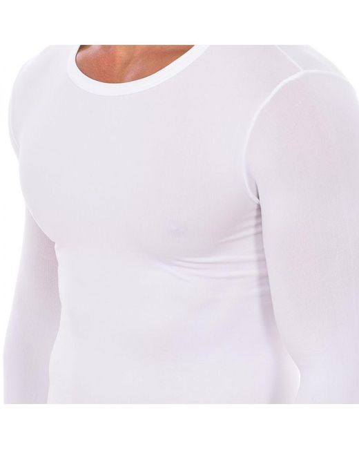 Intimidea White Girocollo Long Sleeve And Round Neck Undershirt 200079 for men