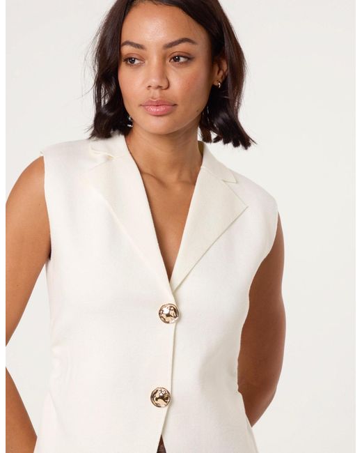 Blue Vanilla Natural Button Front Tailored Vest