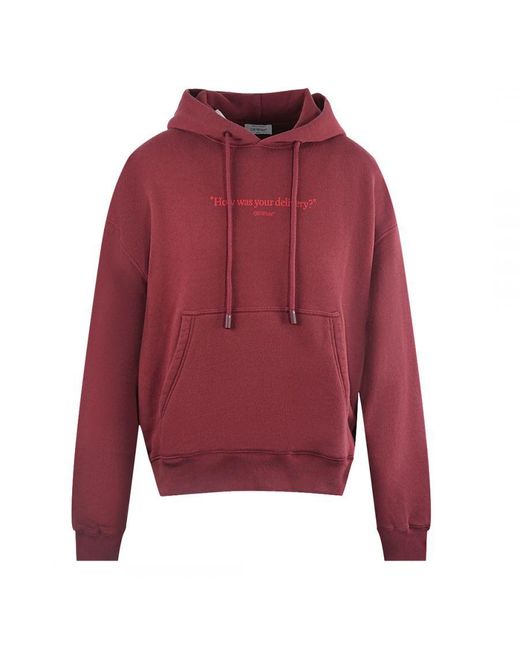 Off-White c/o Virgil Abloh Red Off- How Was Your Delivery Dark Skate Hoodie for men
