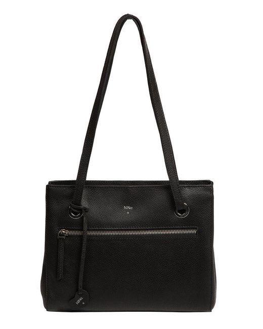 NiNa Amora Black 'Teresa' Leather Handbag