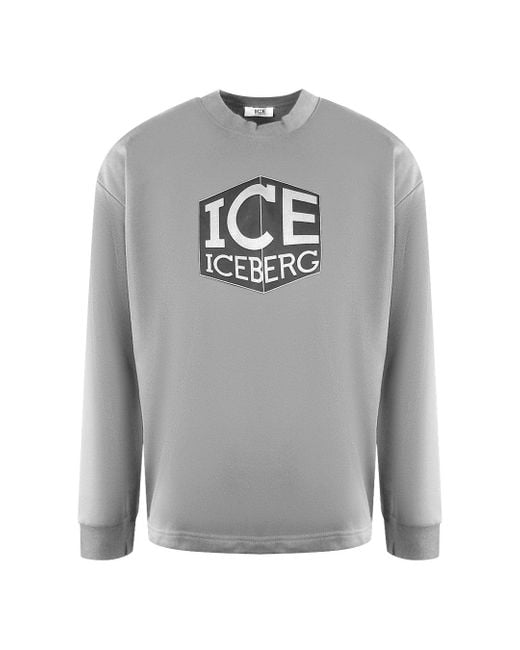 Ice Iceberg Gray Cubed Logo Sweatshirt Cotton for men