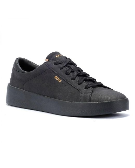 Boss Black Belwar Tennis Tumble Leather Trainers for men