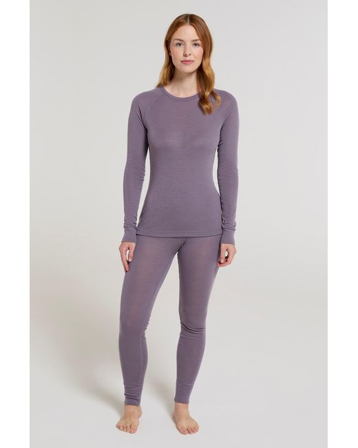 Mountain Warehouse Purple 'Merino' Thermal Base Layer Trousers Breathable Skiing Hiking Pants