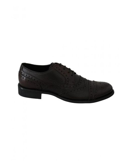 Dolce & Gabbana Black Leather Brogue Derby Dress Shoes for men