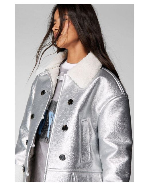 Silver aviator jacket sale