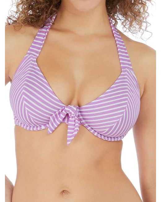 Freya Purple Beach Hut Bandless Halter Bikini Top