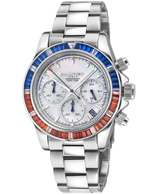 Haurex Italy Gray Arcobaleno 316L Stainless Steel Case, Bezel, Dial, Bracelet Watch