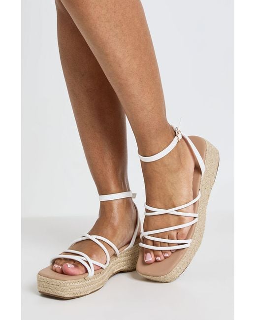 Boohoo White Strappy Flatform Wedges