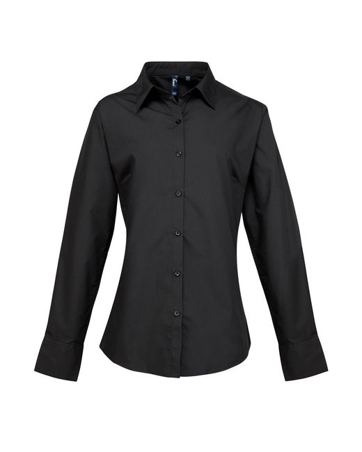 PREMIER Black Ladies Supreme Poplin Long-Sleeved Formal Shirt