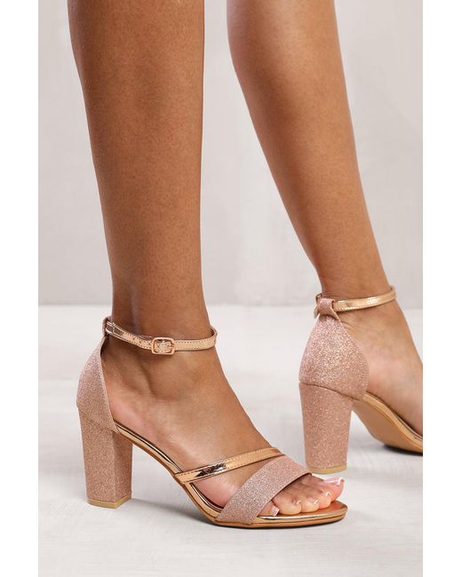 Where's That From Brown Wheres 'Ella' Mid High Block Heel Sandals With Ankle Strap