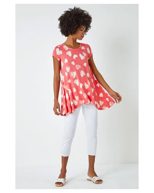 Roman Red Heart Print Hanky Hem Tunic