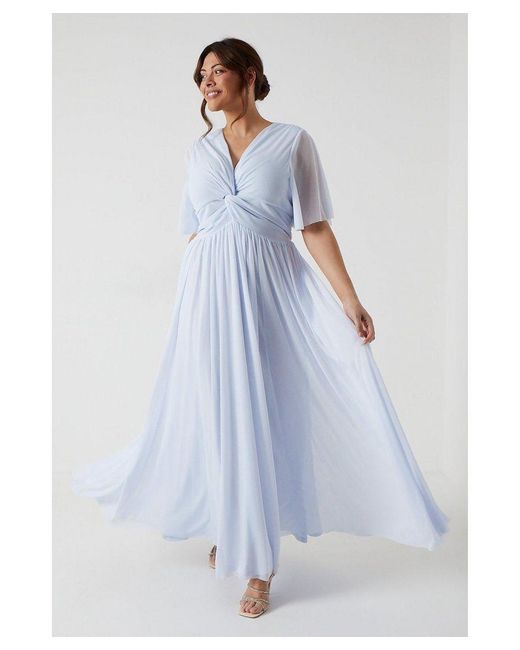 Coast Blue Plus Size Angel Sleeve Stretch Mesh Bridesmaids Maxi Dress