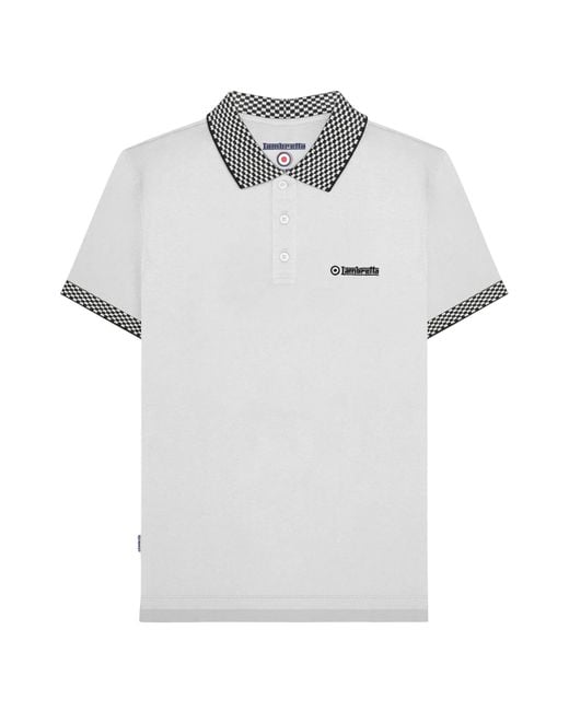 Lambretta White Ss25 Two Tone Polo Shirt Cotton for men