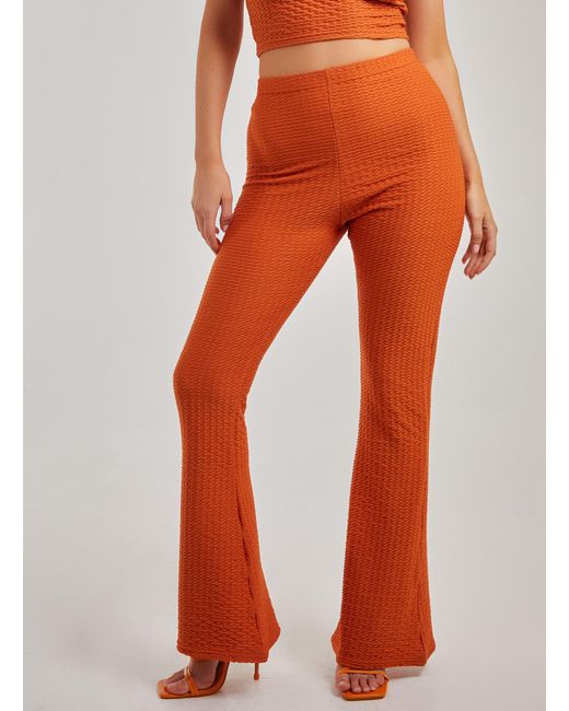 Pink Vanilla Orange Waffle Flared Trouser