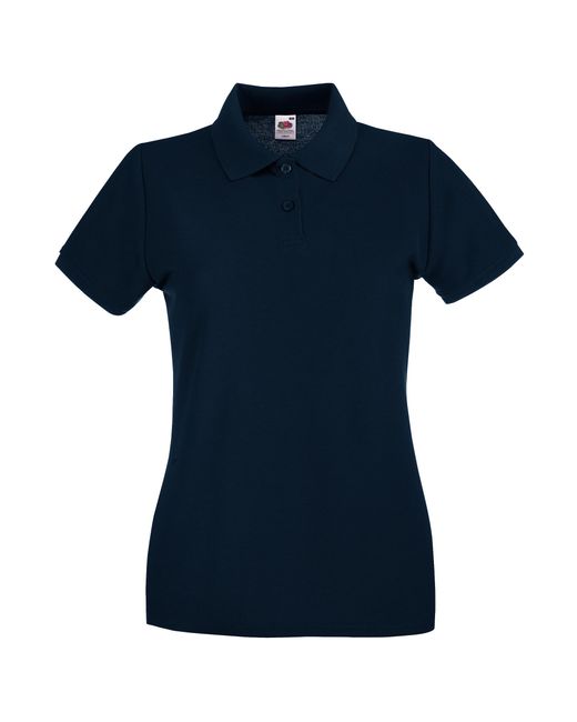 Fruit Of The Loom Blue Ladies Lady-Fit Premium Short Sleeve Polo Shirt (Deep)